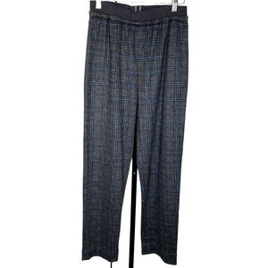 Designer Wool Cotton Pants Gray Blue Plaid US 8/38 EU $345 Natalija Jansone